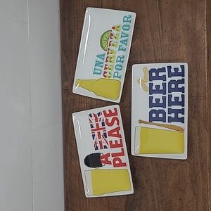 Crate&Barrel Set of 3 Beer from Around the World Plates Man Cave Decor